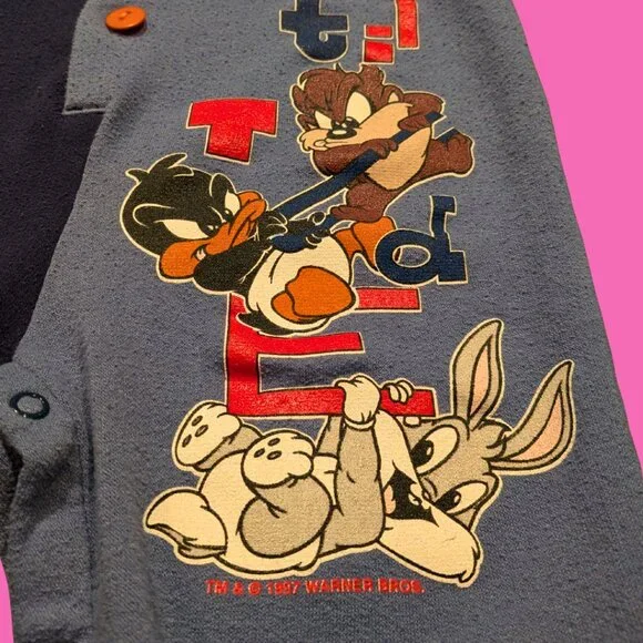Vintage 1990's The Looney Tunes One Piece Suit for Toddlers Size 12 Months - Picture 3 of 4